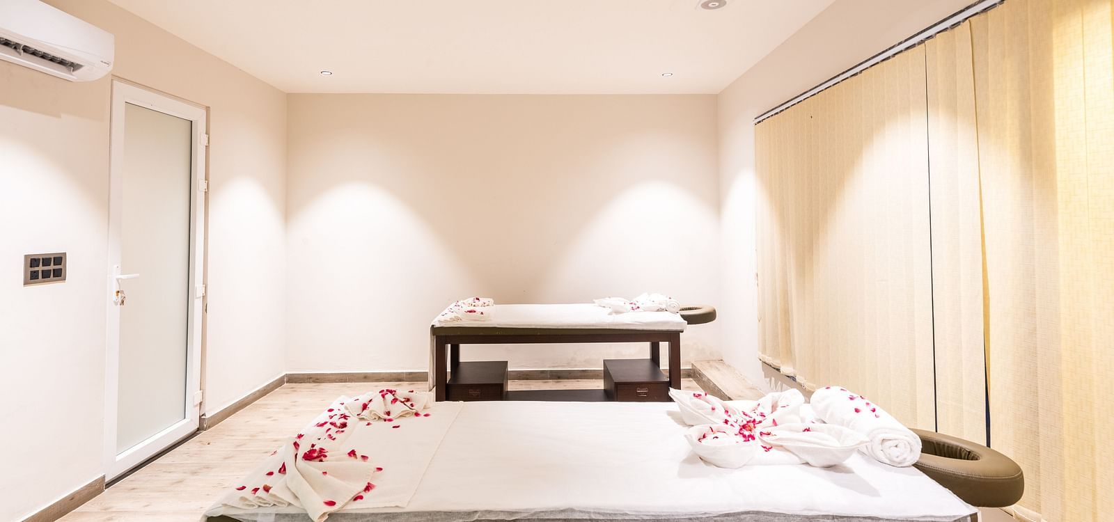 Spa at DLS Divine River Resort and Spa with spa beds and warm lighting